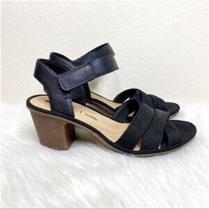 Clarks Black Suede Heels Soft Cushion 8.5